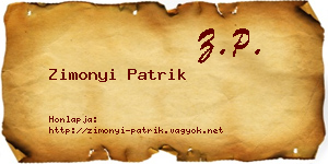 Zimonyi Patrik névjegykártya